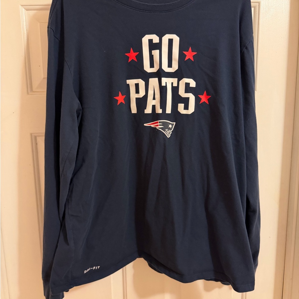 Nike Navy Blue 'Go Pats' Long Sleeve Shirt
